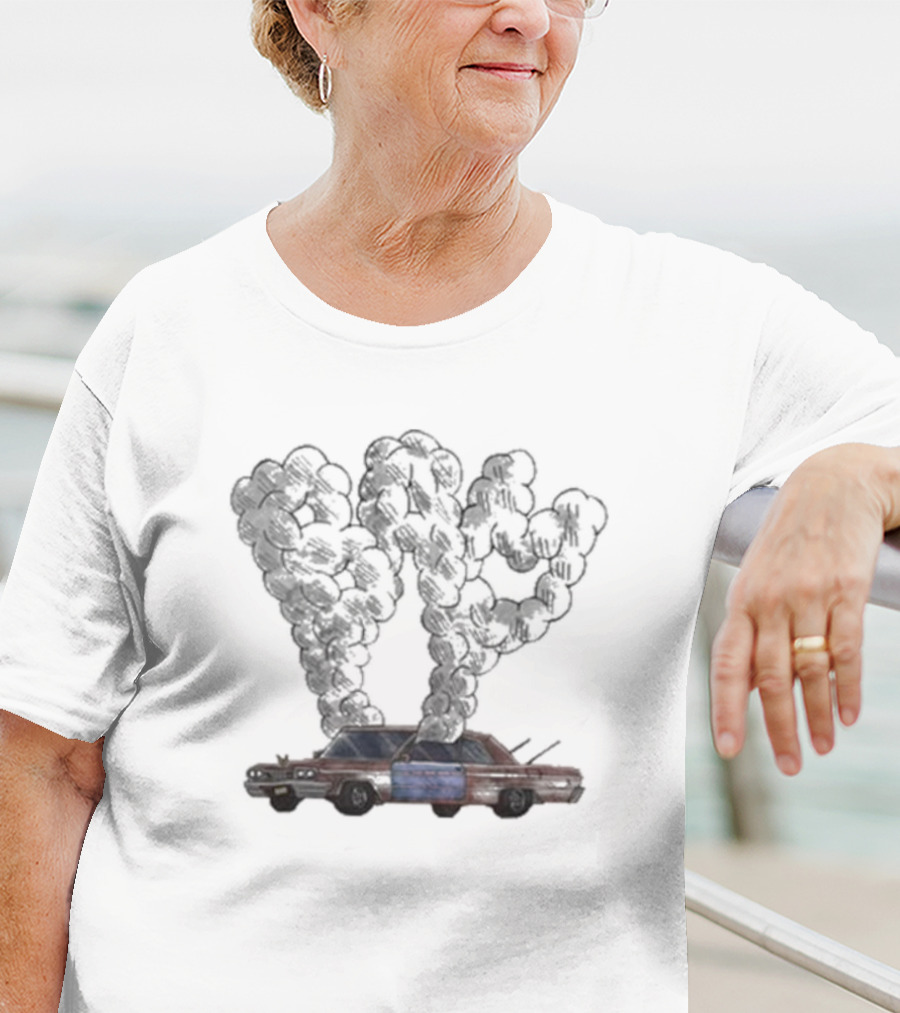 Kanel Joseph Bam Detailed Illustration Vintage Car Visual Exhaust Plumes T-Shirt
