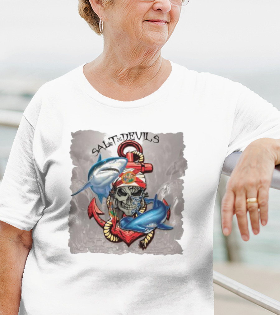 Salt Devils Pirate Skull Anchor Sharks T-Shirt