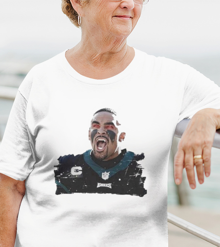 Quality Jalen Hurts Unleashed Fangs Out Eagles Football Action T-Shirt