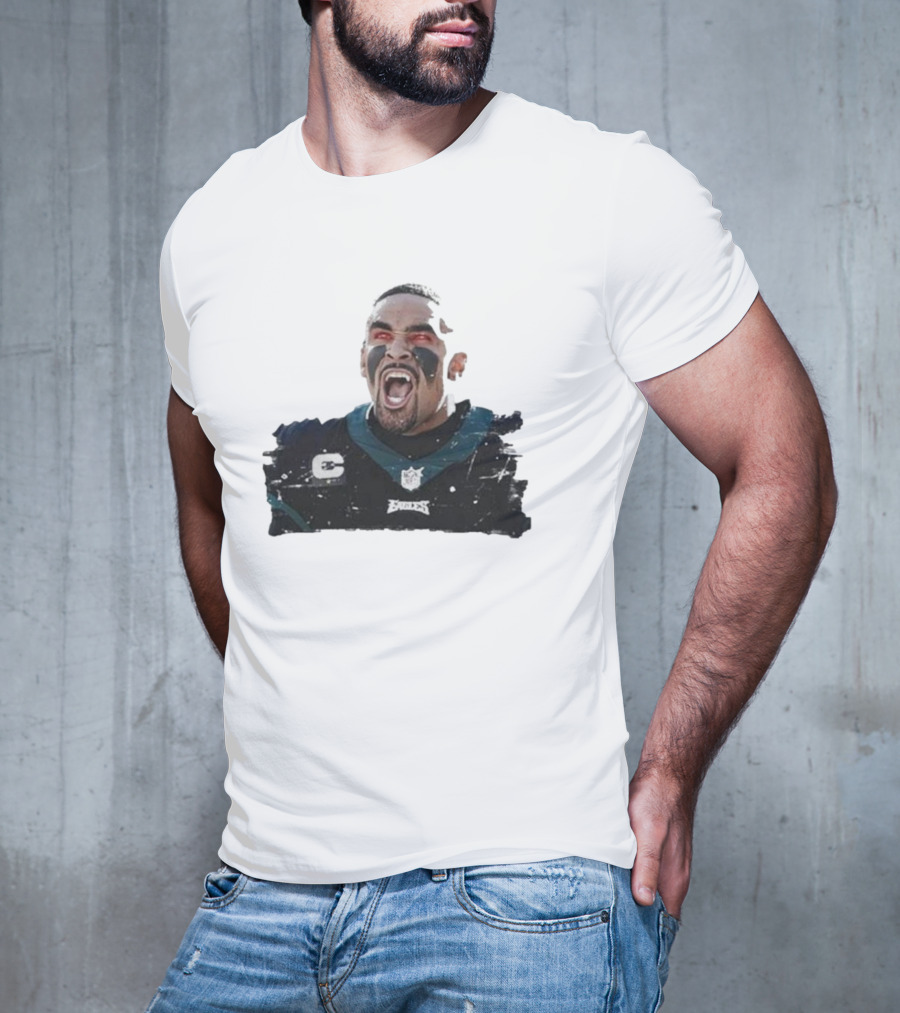 Quality Jalen Hurts Unleashed Fangs Out Eagles Football Action T-Shirt