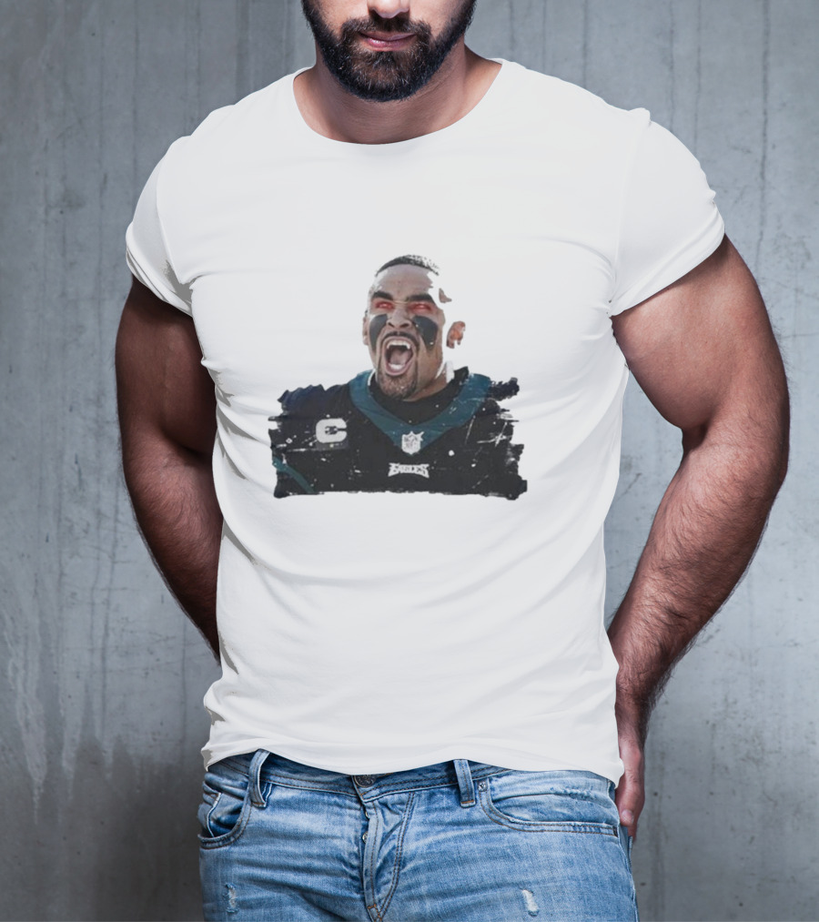 Quality Jalen Hurts Unleashed Fangs Out Eagles Football Action T-Shirt