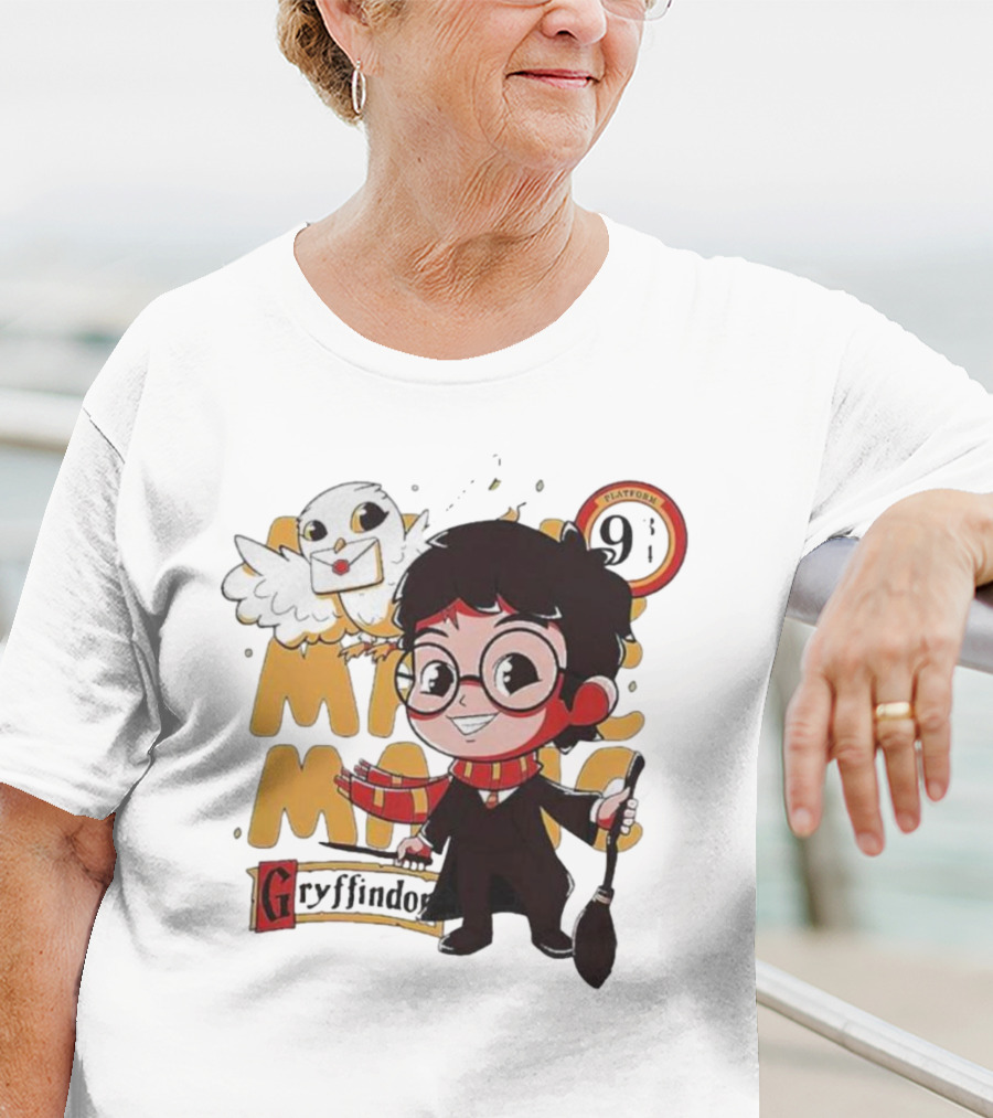 Magic Boy Gryffindor Platform 9¾ Owl And Broom T-Shirt