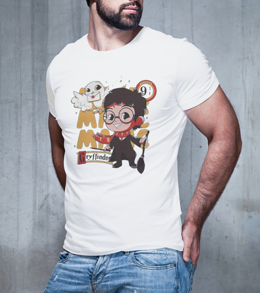 Magic Boy Gryffindor Platform 9¾ Owl And Broom T-Shirt