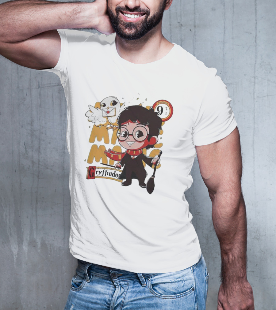 Magic Boy Gryffindor Platform 9¾ Owl And Broom T-Shirt