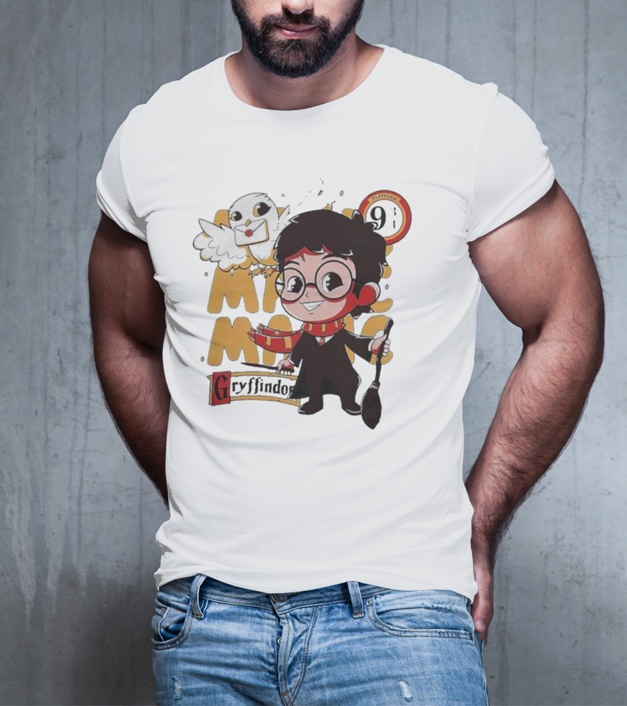Magic Boy Gryffindor Platform 9¾ Owl And Broom T-Shirt