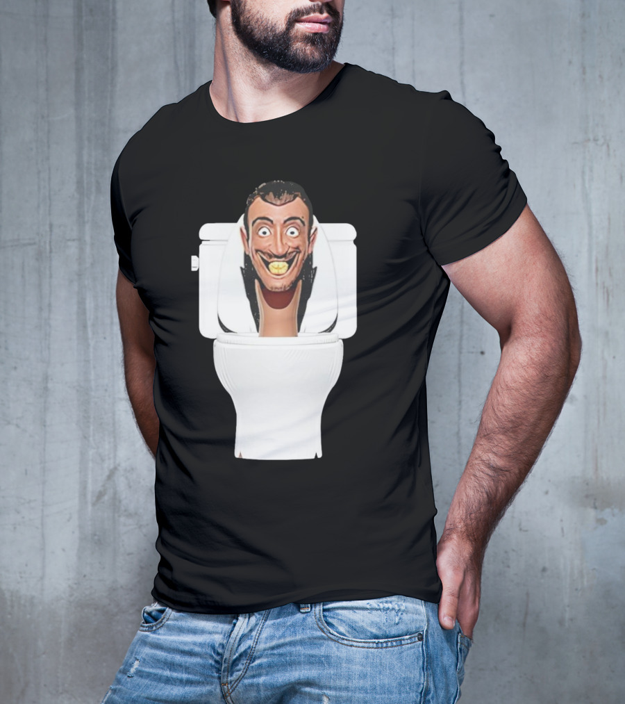 Skibidi Toilet Funny Face Character Head In Commode T-Shirt