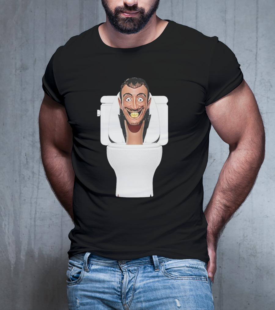 Skibidi Toilet Funny Face Character Head In Commode T-Shirt