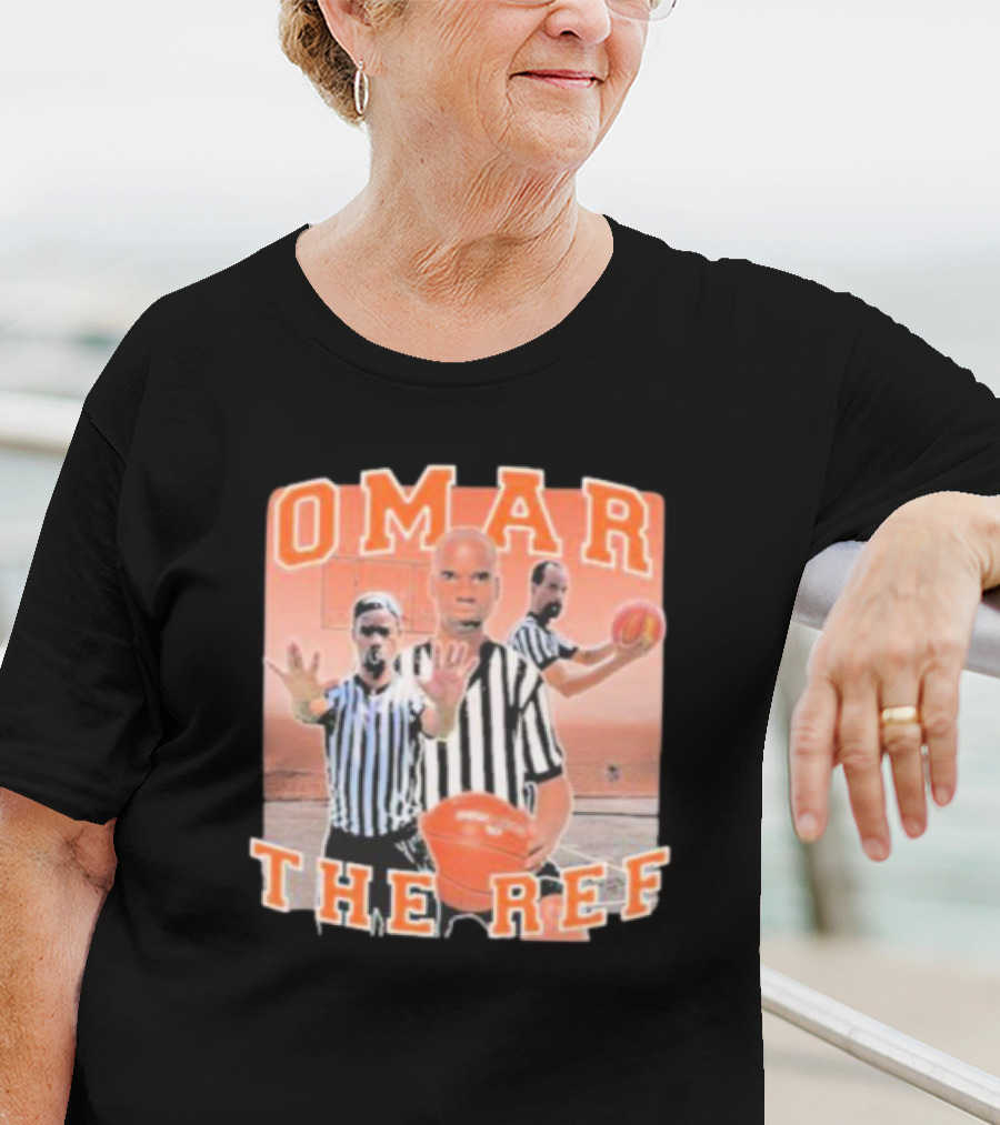 Omar The Ref Basketball Referee In Action With Whistle And Ball T-Shirt