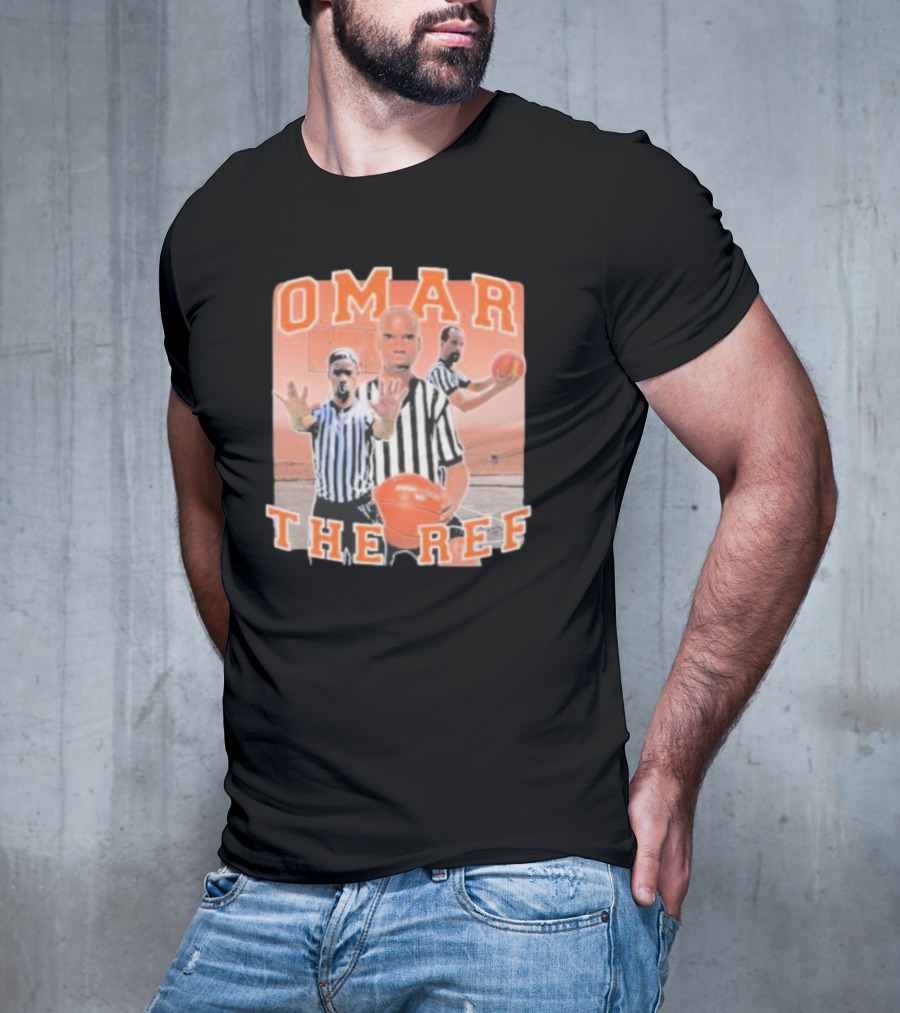 Omar The Ref Basketball Referee In Action With Whistle And Ball T-Shirt