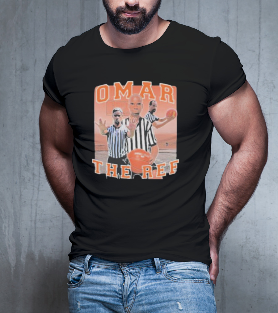 Omar The Ref Basketball Referee In Action With Whistle And Ball T-Shirt