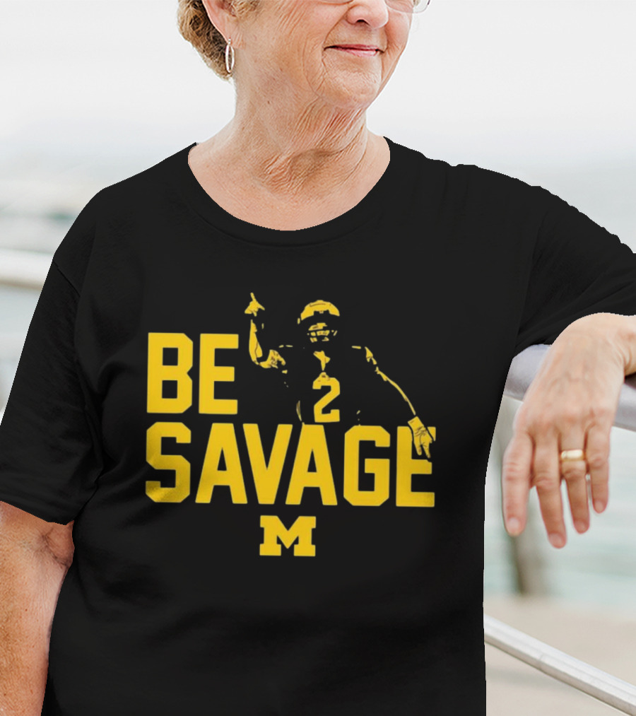 Be Savage Michigan Football Number 2 M T-Shirt