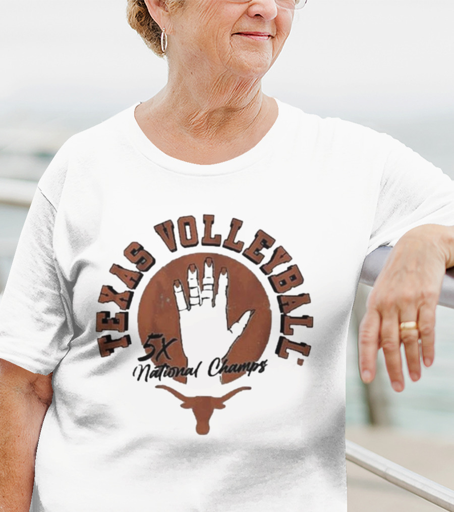 Texas Volleyball 5x National Champs Longhorn Handprint T-Shirt