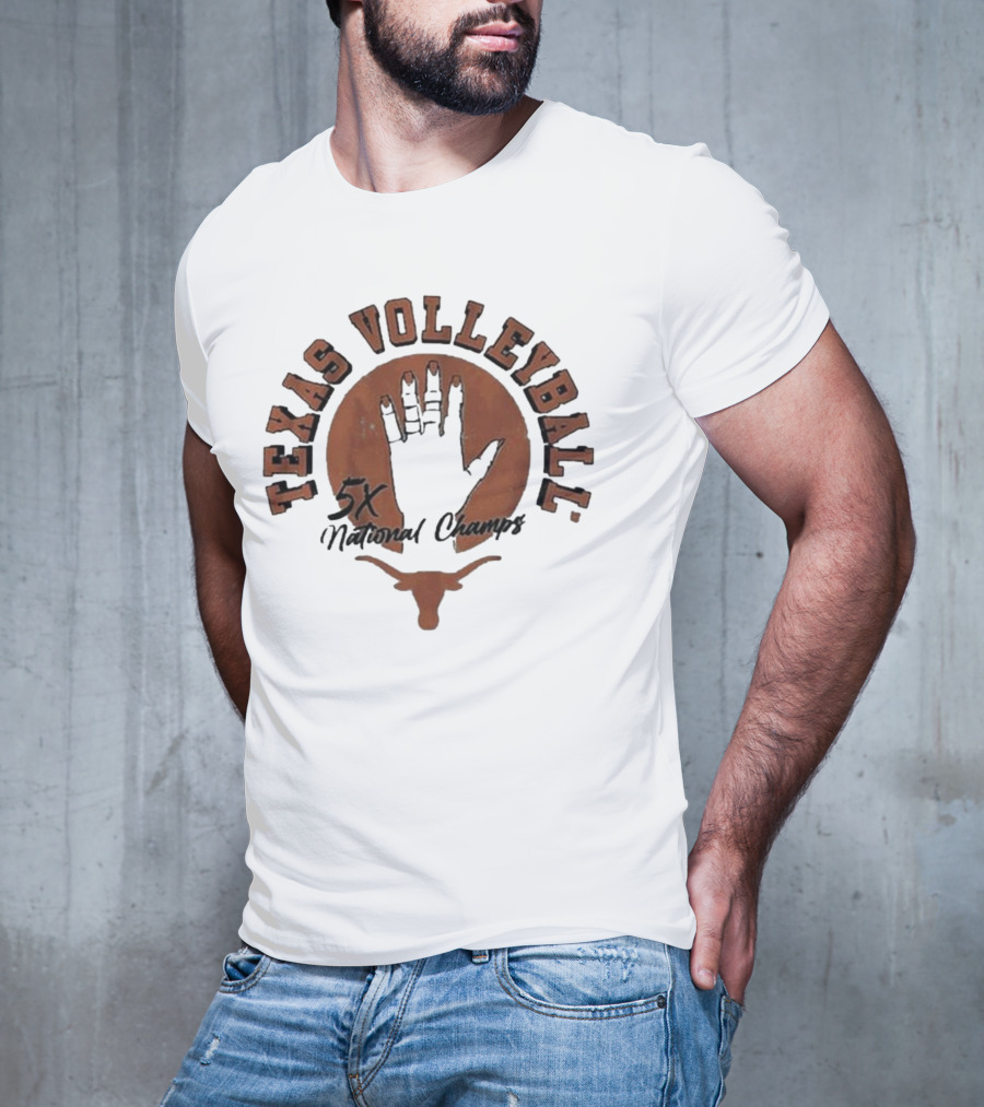 Texas Volleyball 5x National Champs Longhorn Handprint T-Shirt