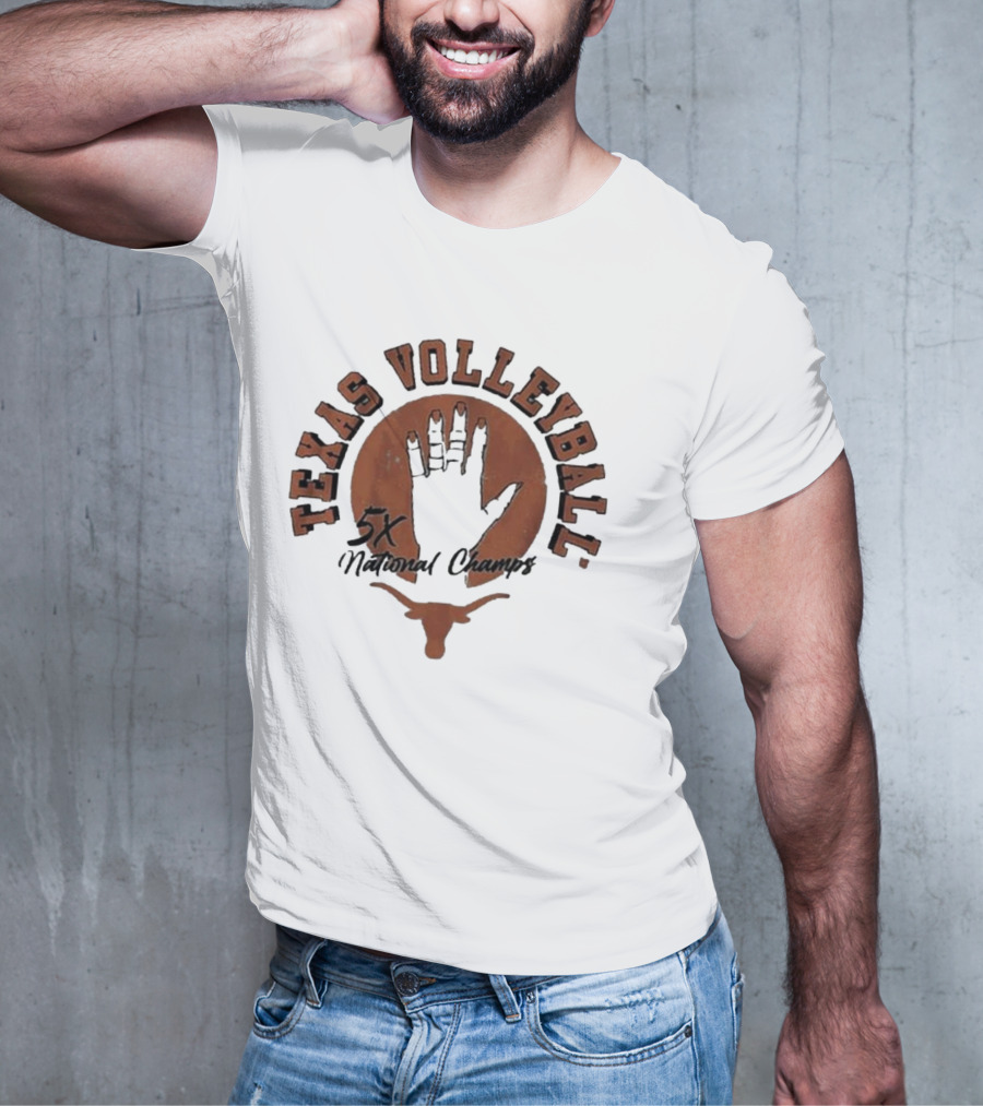 Texas Volleyball 5x National Champs Longhorn Handprint T-Shirt