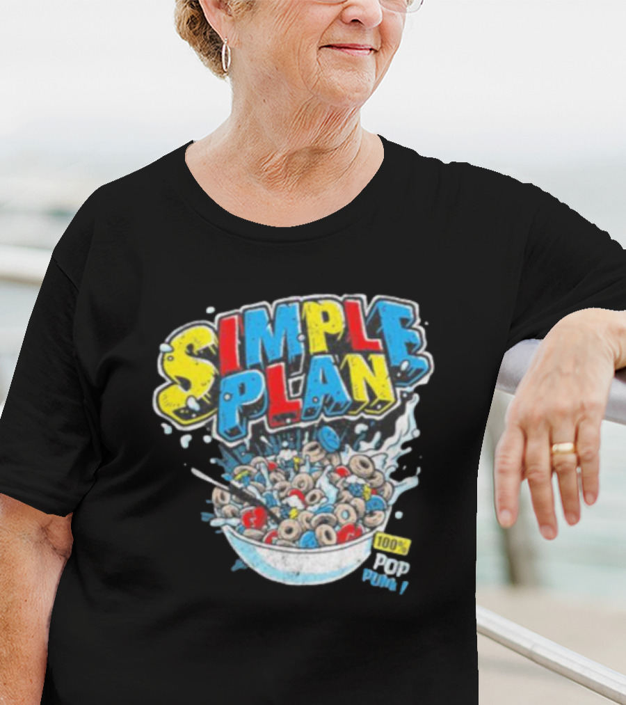 Simple Plan Pop Punk Cereal Bowl Explosion 100% T-Shirt