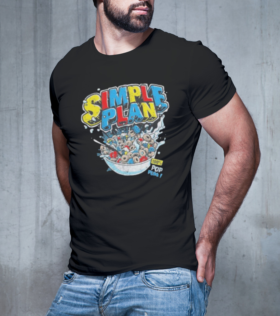 Simple Plan Pop Punk Cereal Bowl Explosion 100% T-Shirt