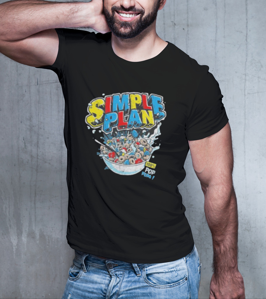 Simple Plan Pop Punk Cereal Bowl Explosion 100% T-Shirt