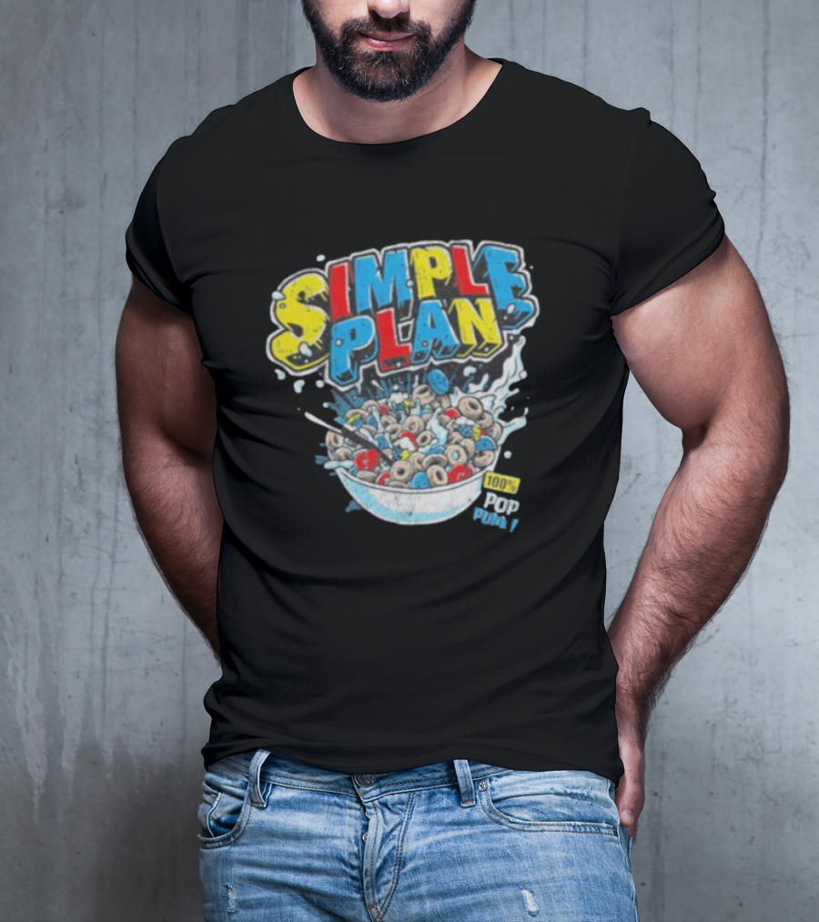 Simple Plan Pop Punk Cereal Bowl Explosion 100% T-Shirt
