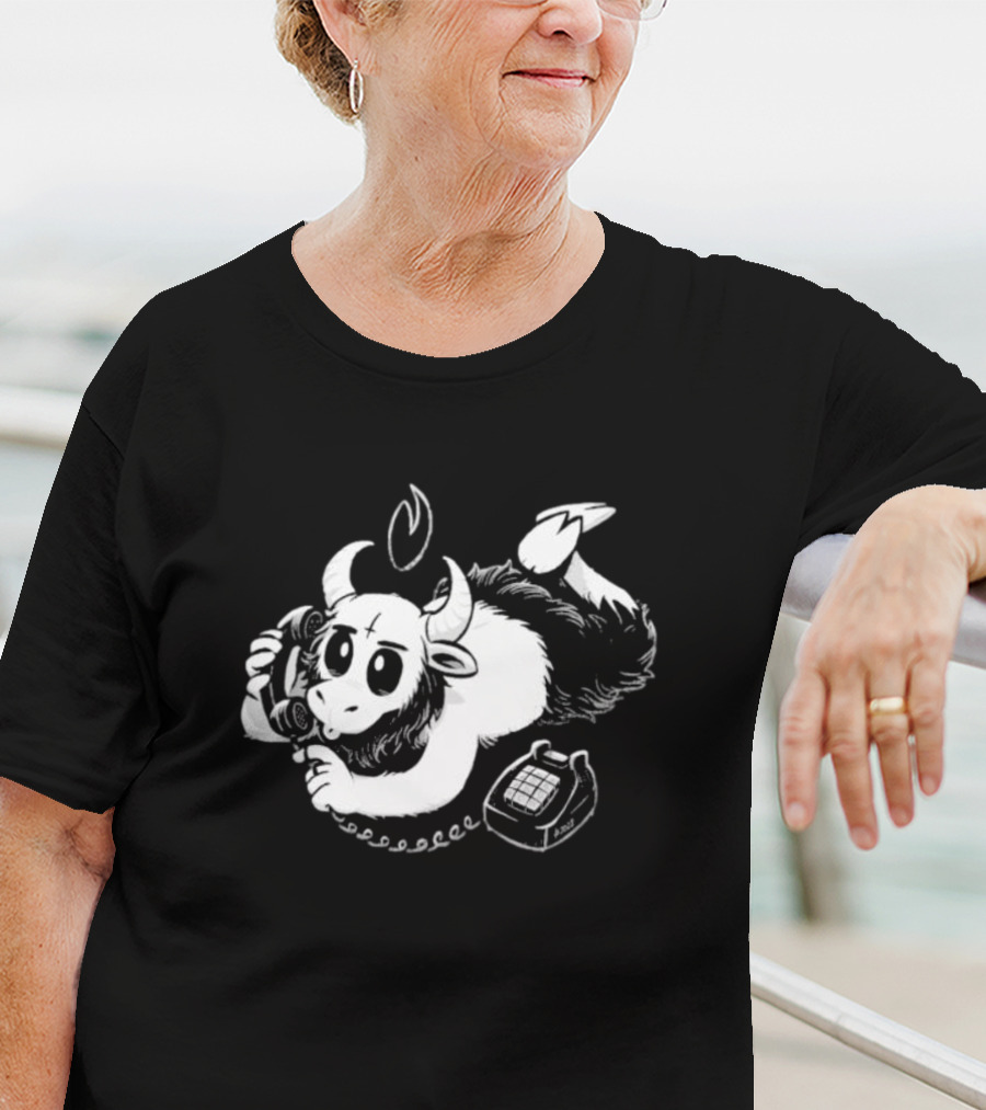 Belzebubs Satan Calls Gothic Cartoon Sheep On Phone T-Shirt