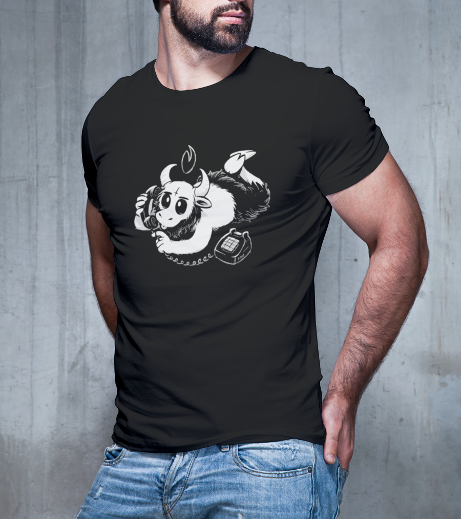 Belzebubs Satan Calls Gothic Cartoon Sheep On Phone T-Shirt
