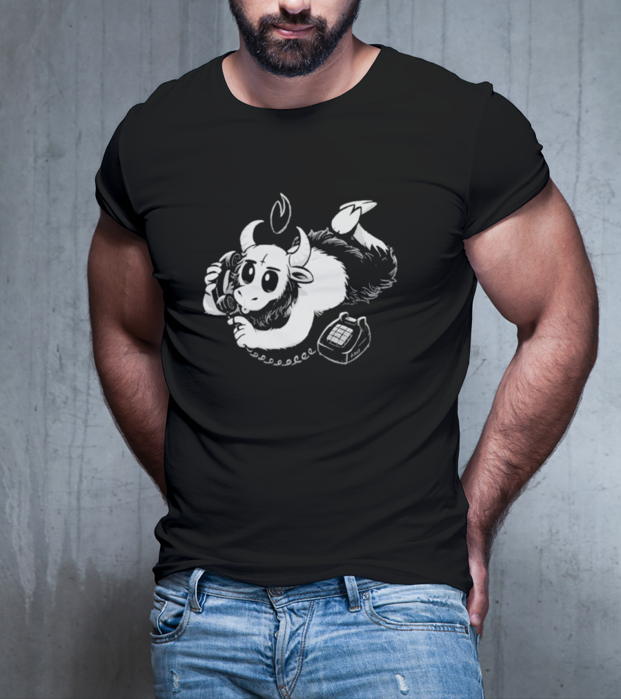 Belzebubs Satan Calls Gothic Cartoon Sheep On Phone T-Shirt