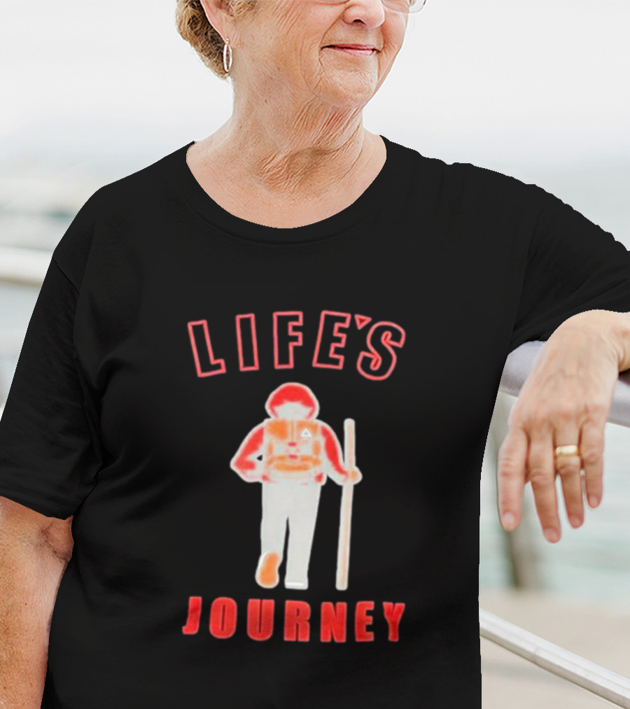 LIFE'S JOURNEY Hiker With Walking Stick T-Shirt