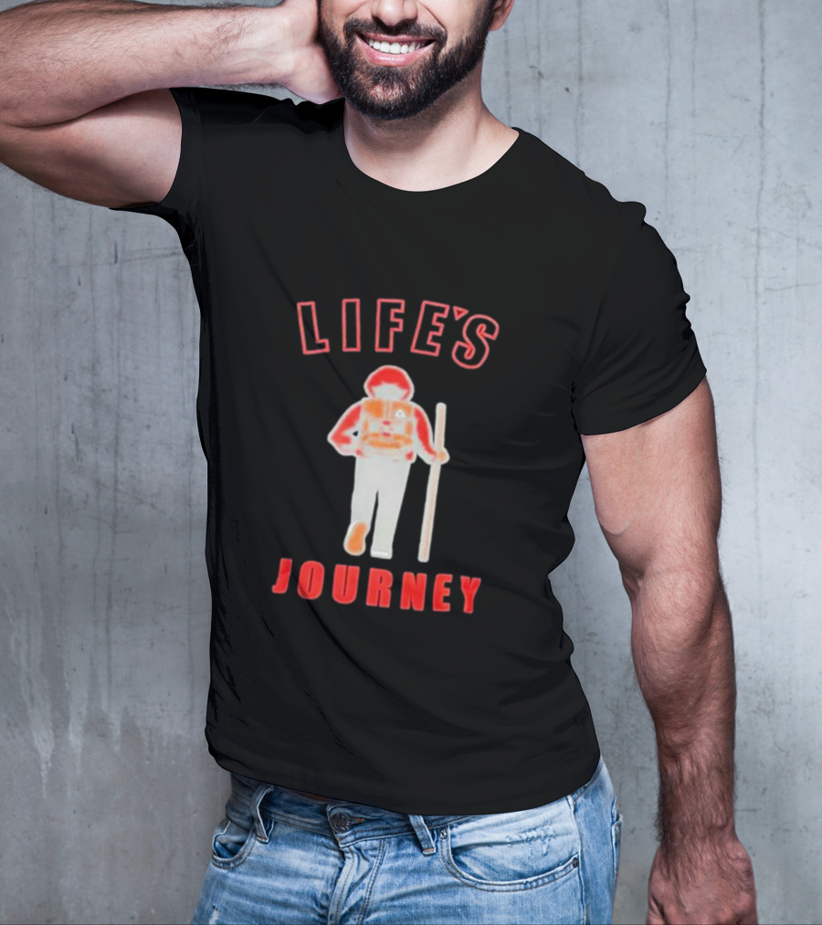 LIFE'S JOURNEY Hiker With Walking Stick T-Shirt