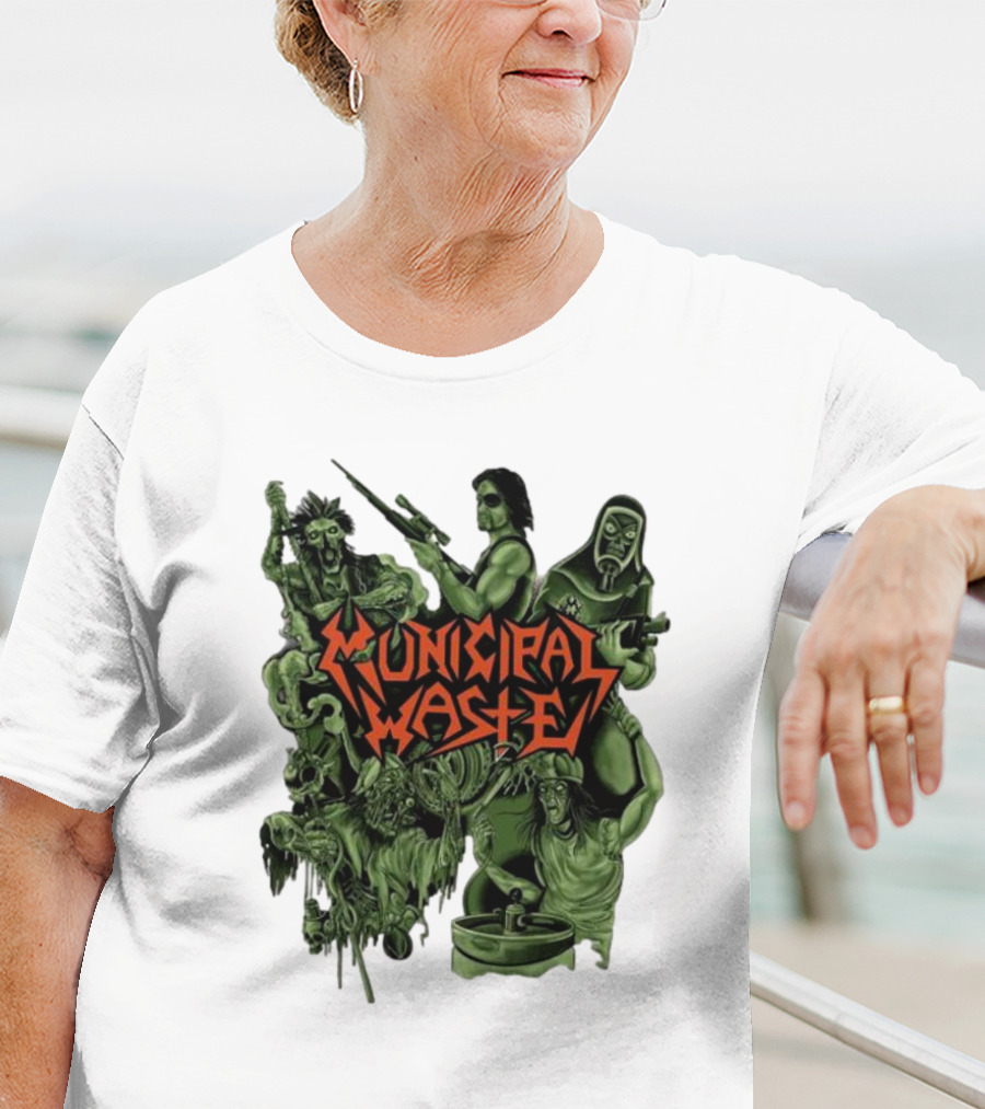 Municipal Waste Zombie Collage With Gas Masks And Weapons T-Shirt