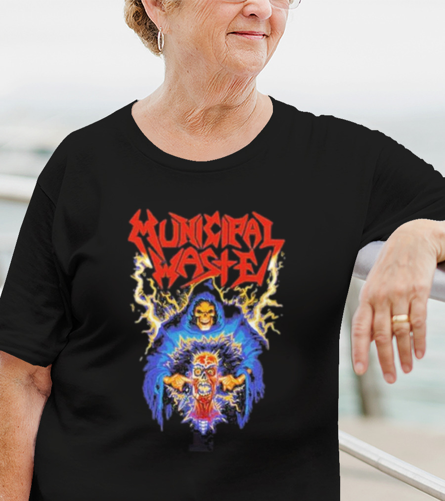 Municipal Waste Wet Willy Grim Reaper Electric Skull T-Shirt
