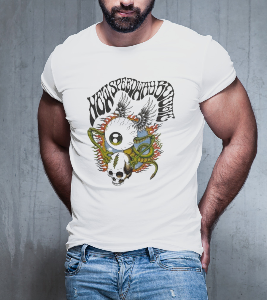 New Speedway Boogie Alan Forbes Grateful Dead Skull Fire Snake T-Shirt