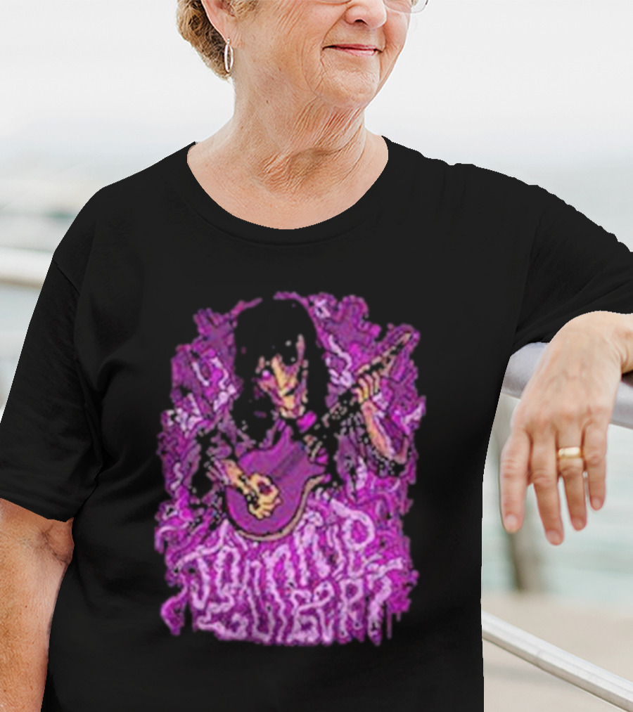 Zombie Johnnie Guilbert Playing Guitar With Purple Background T-Shirt