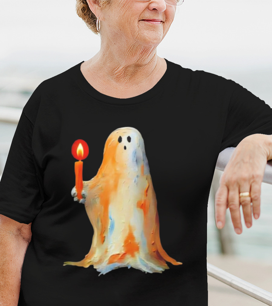 Quality Halloween Candle Holding Ghost T-Shirt