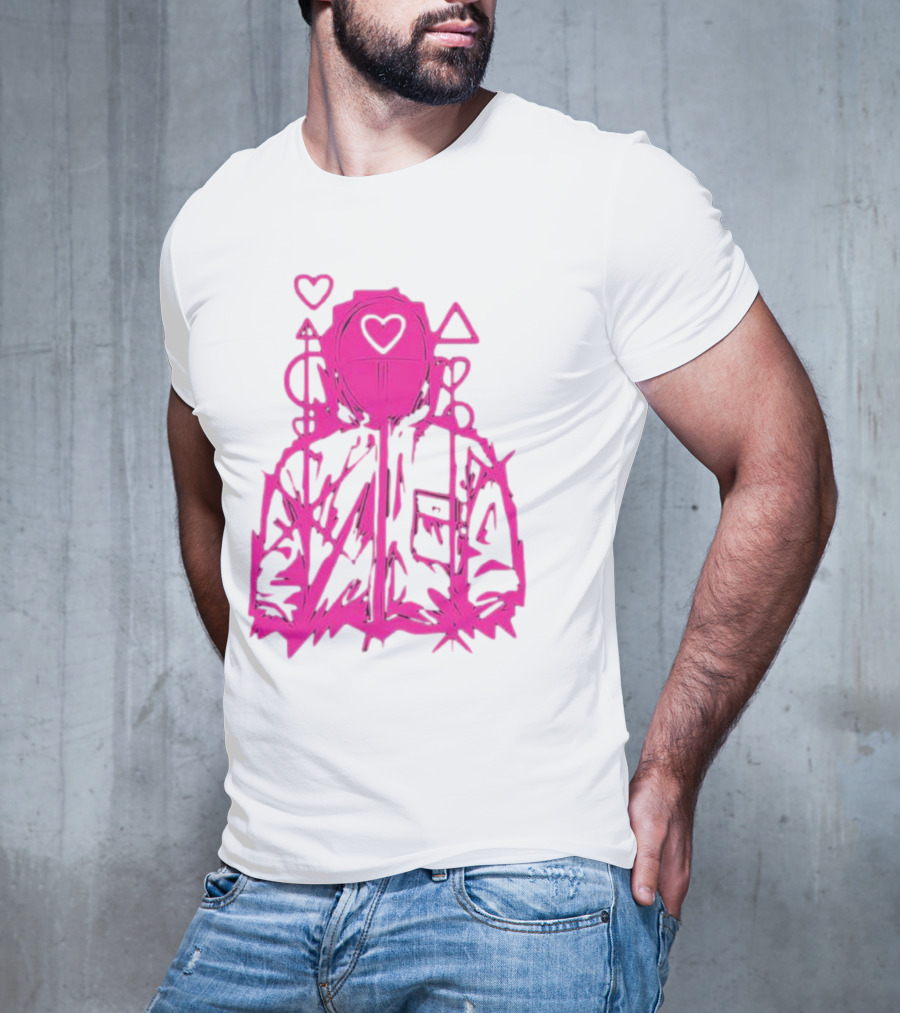 Squid Game Pink Hooded Circle Heart Triangle Symbols T-Shirt