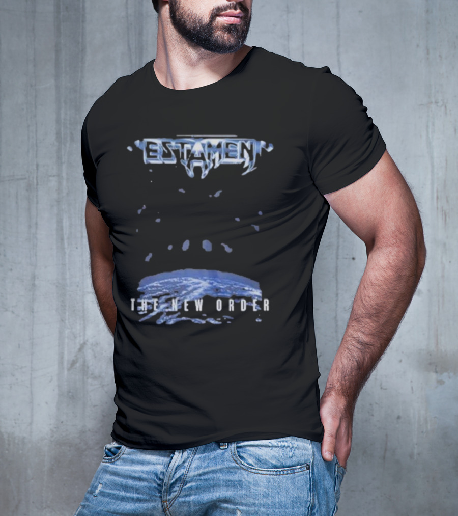 Testament The New Order Album Cover Art Blue Earth And Liquid Drops T-Shirt