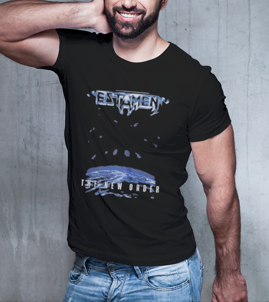 Testament The New Order Album Cover Art Blue Earth And Liquid Drops T-Shirt
