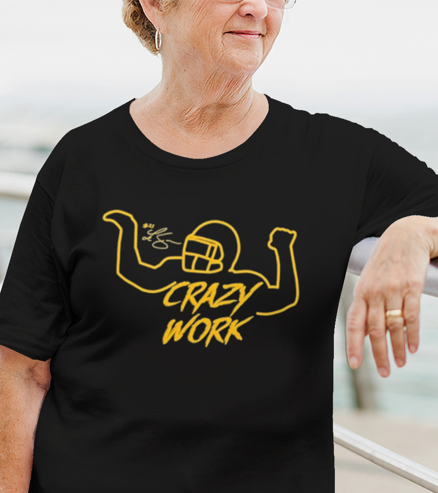 Ty Hill Crazy Work Football Helmet Flex Graphic Signature T-Shirt