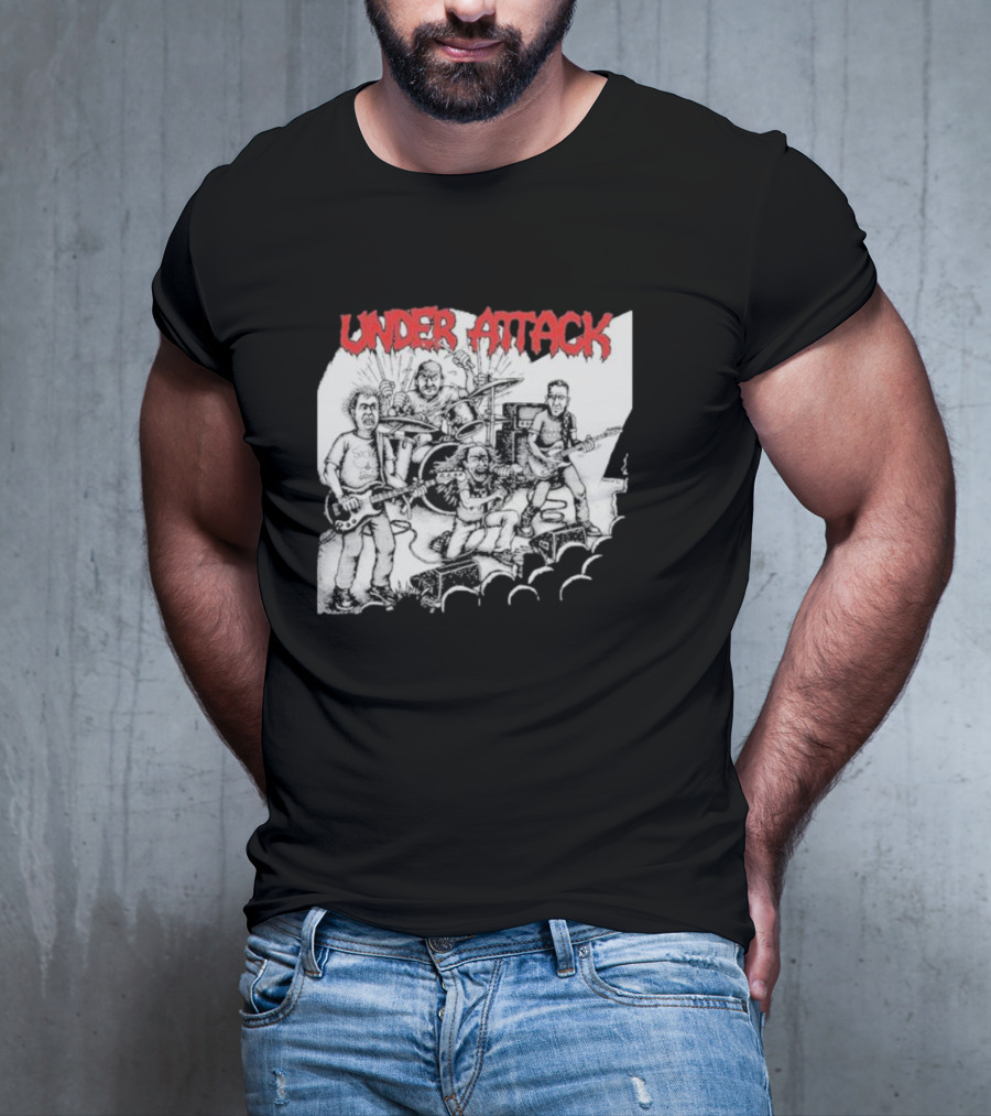 Under Attack Live Cartoon Band Performance Scene T-Shirt
