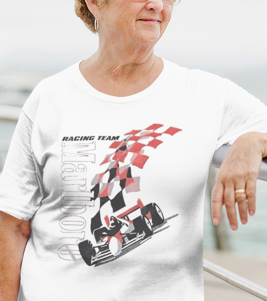 Vintage 90s Marlboro Racing Team Red Checkered Flag T-Shirt