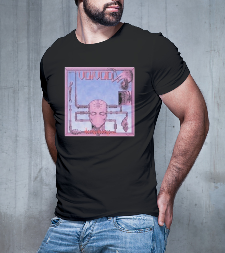 Voivod Nothingface Album Art With Cybernetic Face And Mechanical Elements T-Shirt
