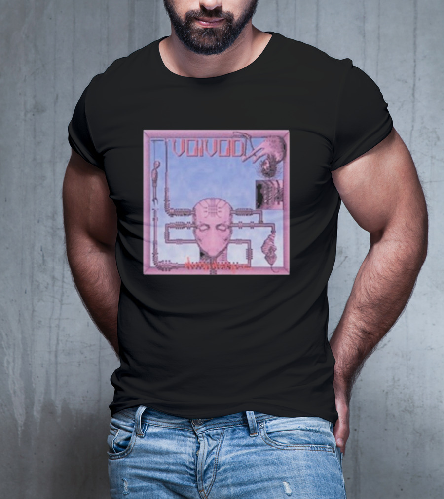 Voivod Nothingface Album Art With Cybernetic Face And Mechanical Elements T-Shirt