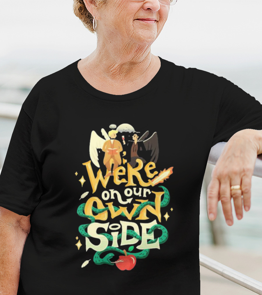We're On Our Own Side Angel Demon Apple Serpent T-Shirt