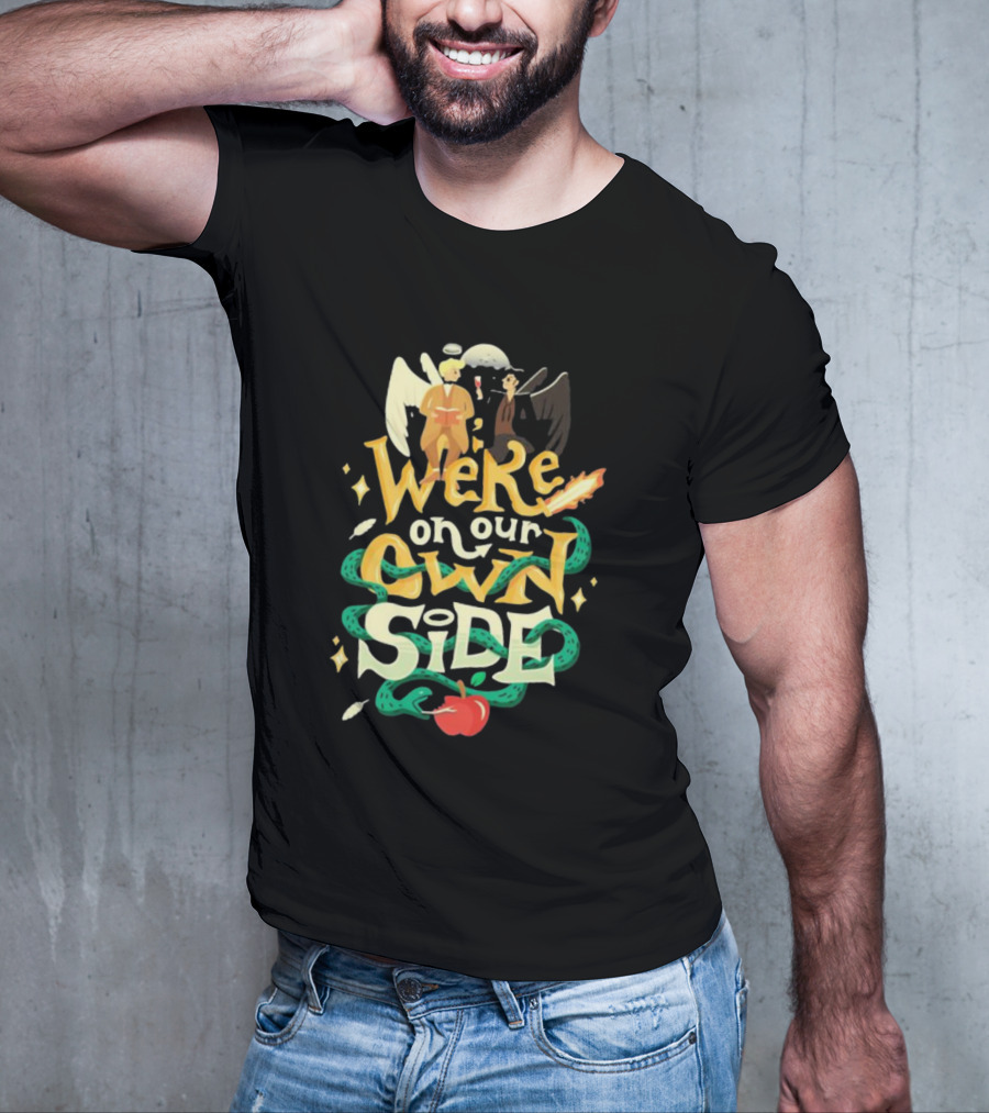 We're On Our Own Side Angel Demon Apple Serpent T-Shirt