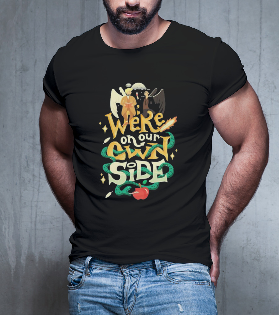 We're On Our Own Side Angel Demon Apple Serpent T-Shirt
