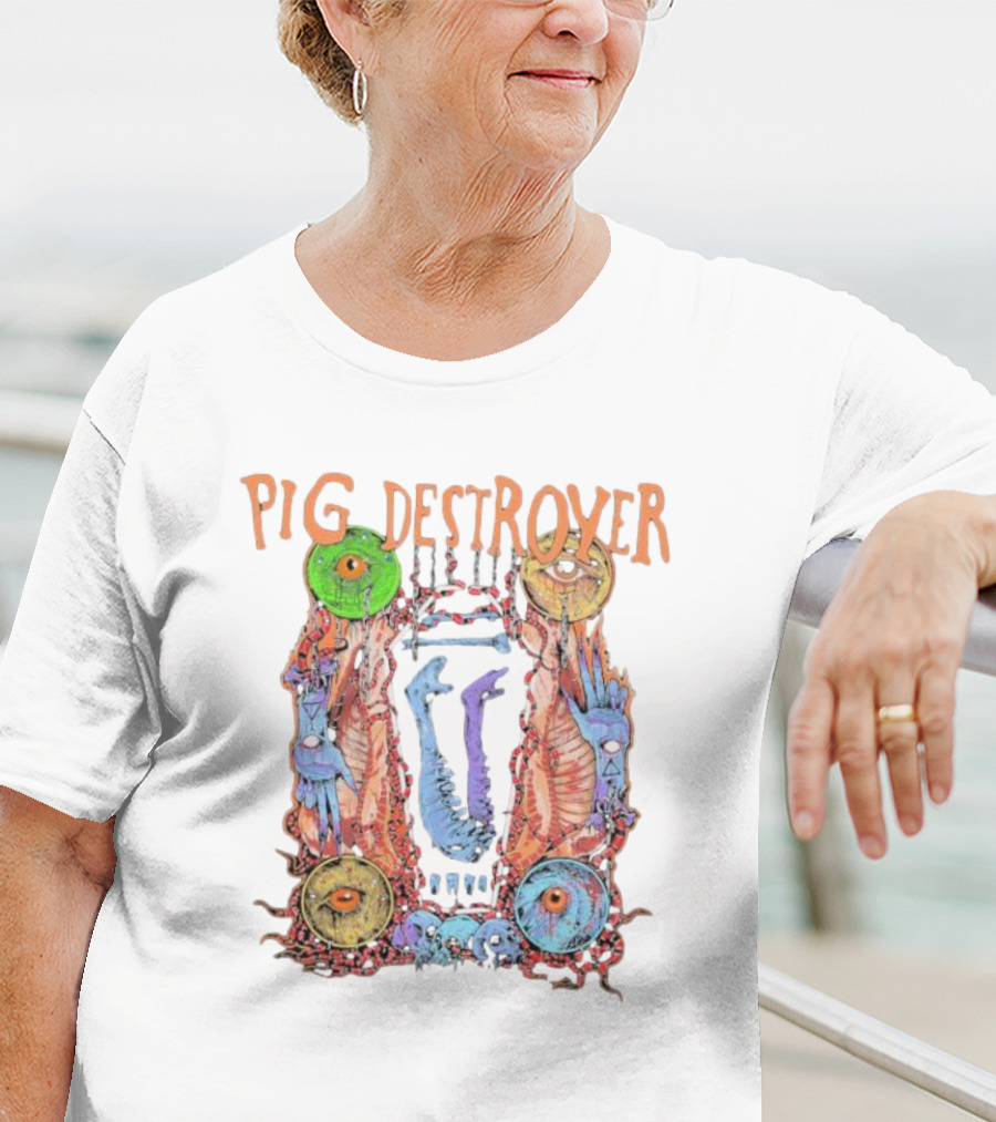 Pig Destroyer Colorful Surreal Horror Artwork With Multiple Eyes T-Shirt