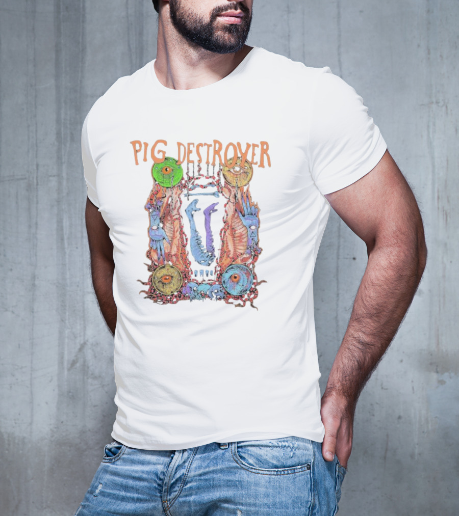 Pig Destroyer Colorful Surreal Horror Artwork With Multiple Eyes T-Shirt