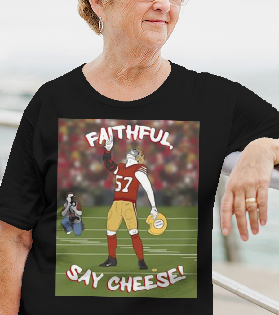 Faithful Say Cheese 57 Football Player Pose T-Shirt