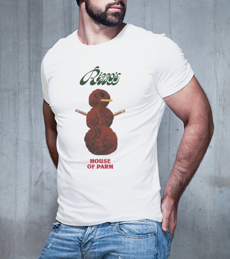 Rizzo’s Meatballman House Of Parm Snowman Meatball Sculpture T-Shirt