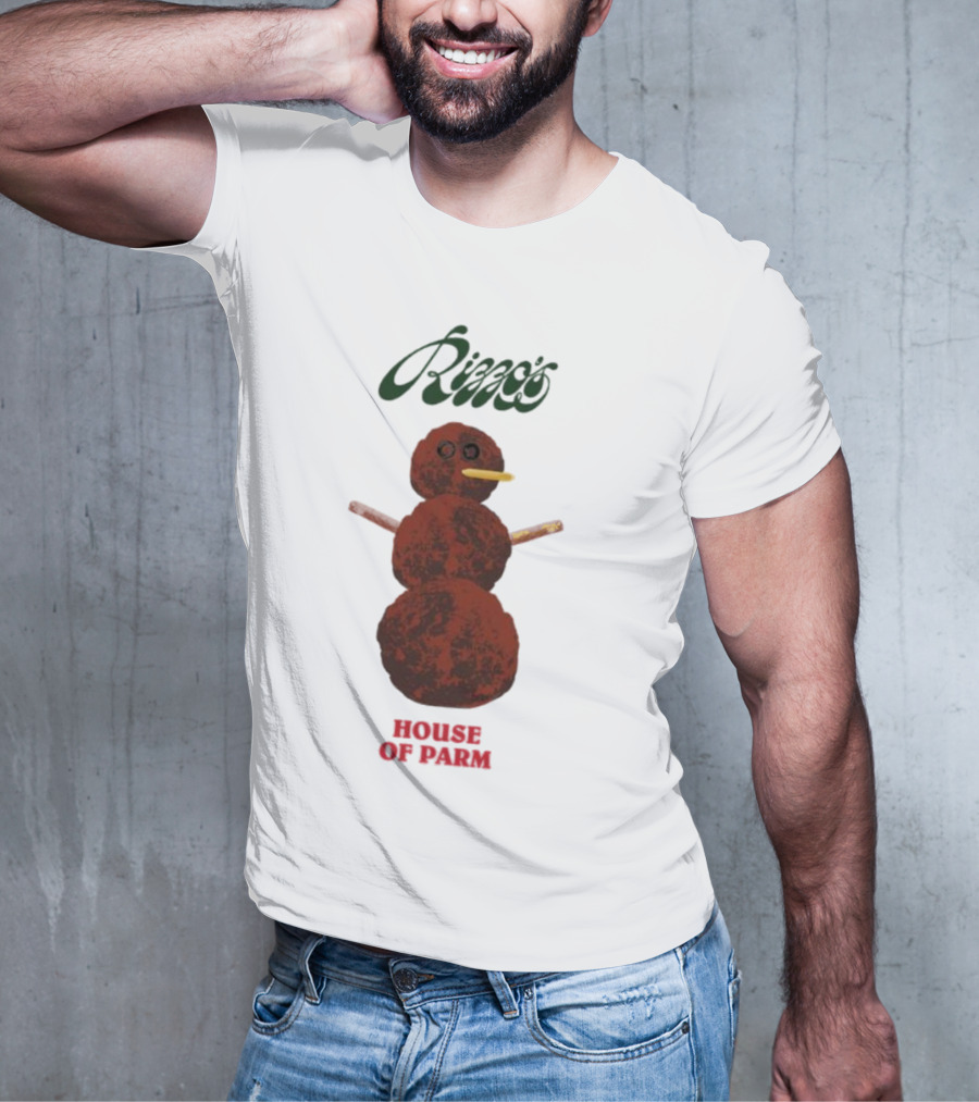 Rizzo’s Meatballman House Of Parm Snowman Meatball Sculpture T-Shirt