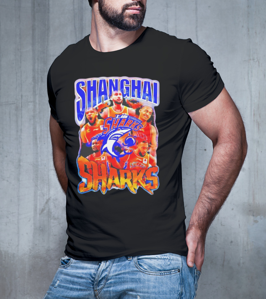 Shanghai Sharks Basketball Team Players Collage T-Shirt