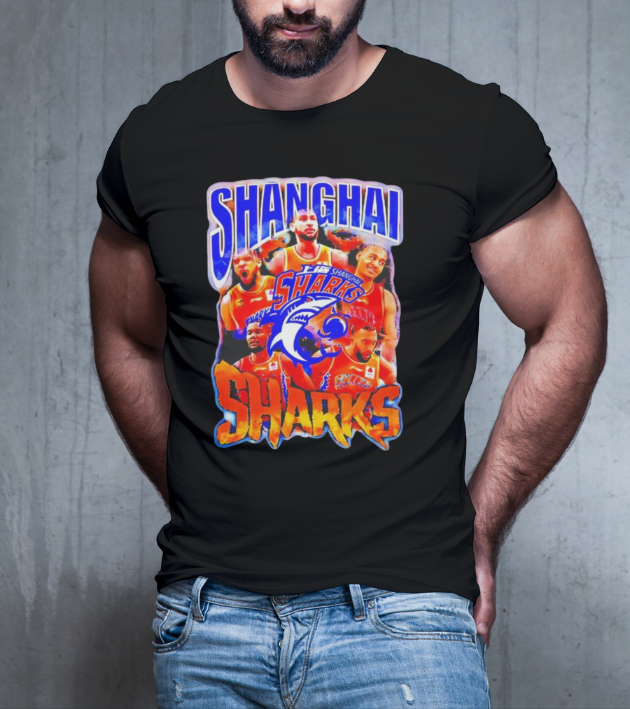 Shanghai Sharks Basketball Team Players Collage T-Shirt